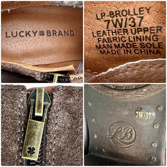 Lucky Brand Brolley Suede Genuine Leather Western Ankle Boots Booties 7 W Wide - Picture 10 of 11